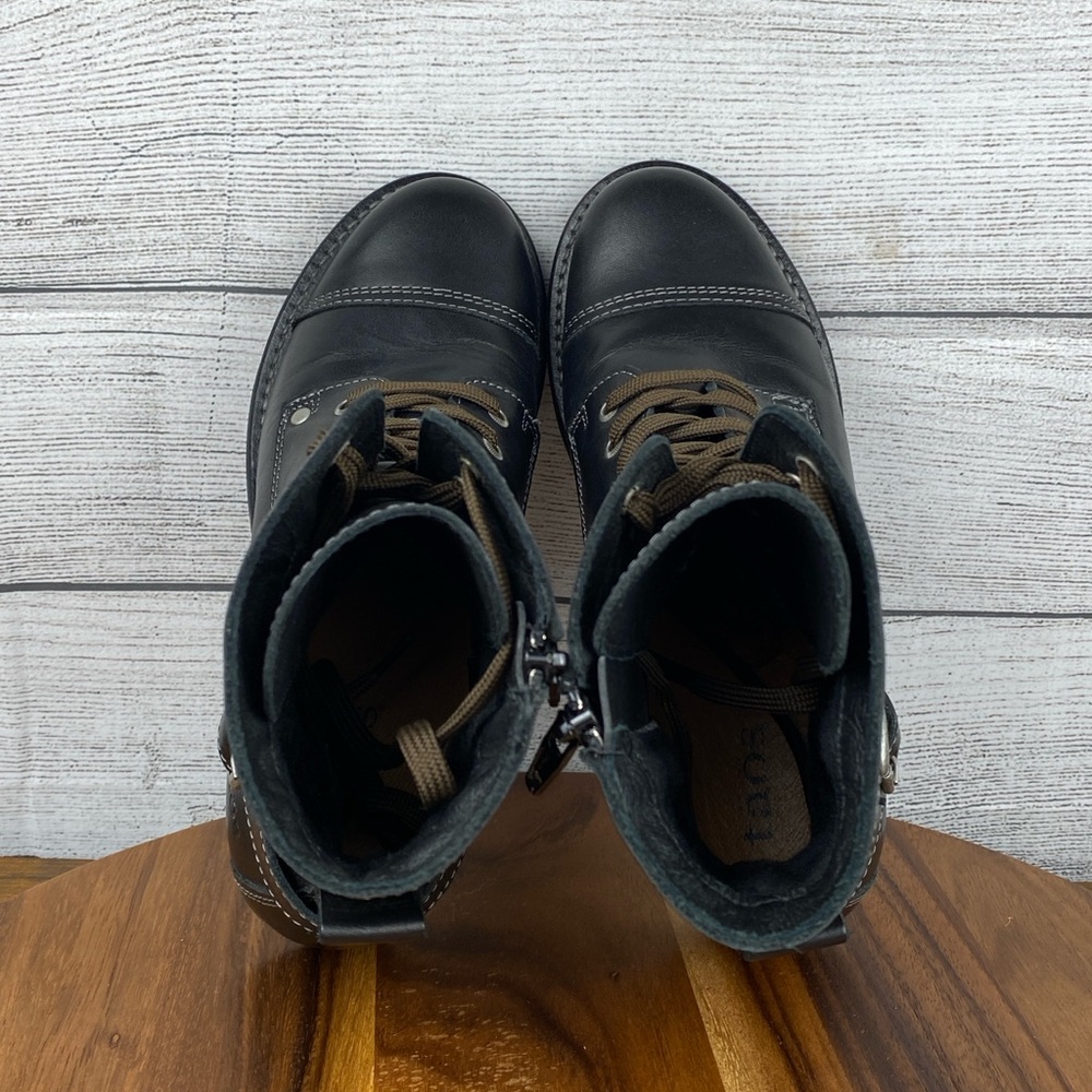 Taos Crave Classic Black Full Grain Leather Lace Up Mid Boot Side Zip Women’s 7 - Picture 11 of 13